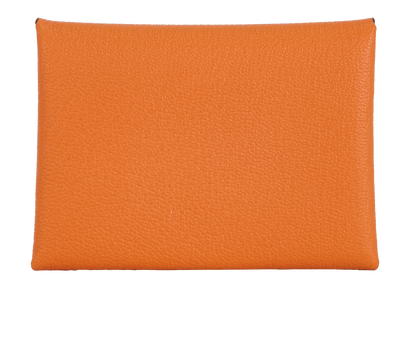 Hermes Calvi Duo Cardholder, &pound;295, Accessories, Orange, Leather, Front view